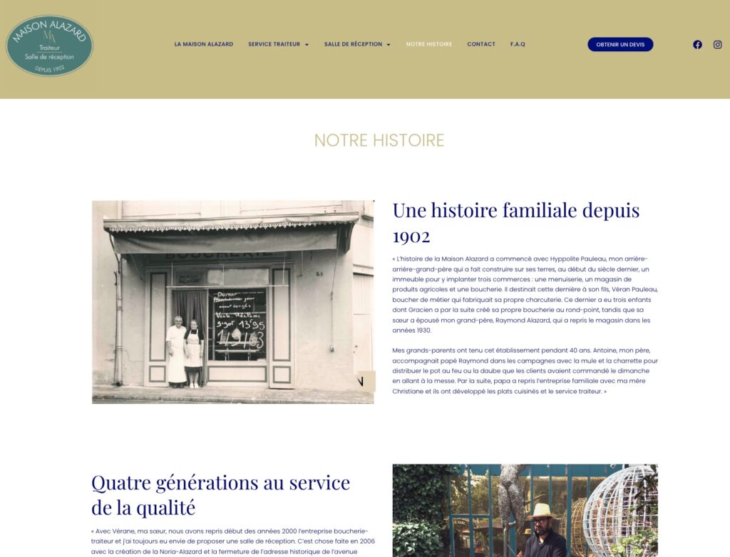 page notre histoire Alazard